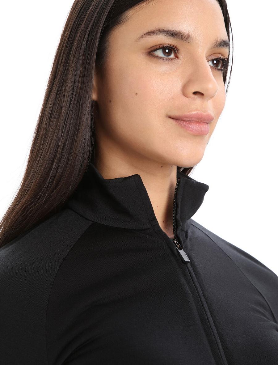 Black Women's Icebreaker ZoneKnit™ Merino Long Sleeve Zip Hoodie | USA 1668SGLO